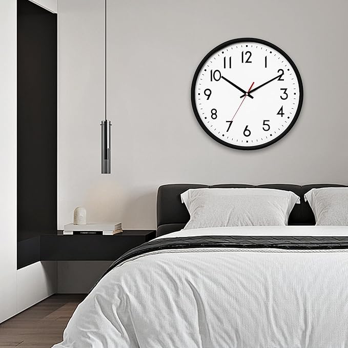 HZDHCLH Wall Clock Black, Silent Wall Clocks Battery Operated 8 Inch Modern Non - Image 8