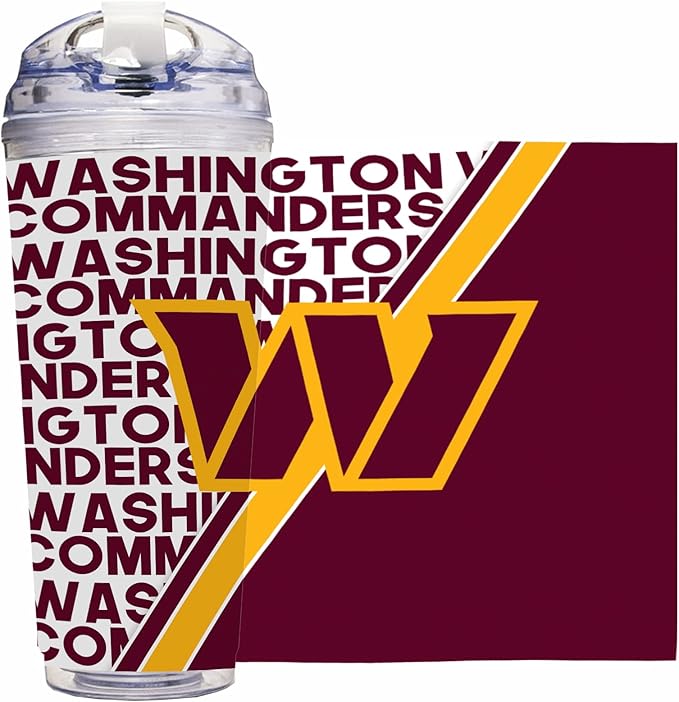 NFL Football 24oz Acrylic Tumbler with Hinged Lid, Officially Licensed Double Wall Tumbler for NFL Fans