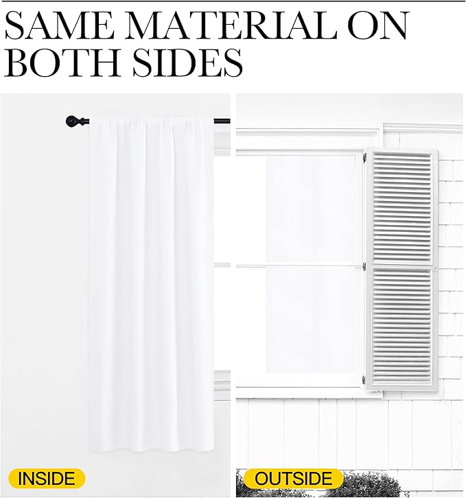 NICETOWN White Curtains for Bedroom, Short Curtains & Draperies for Small Window - Image 6