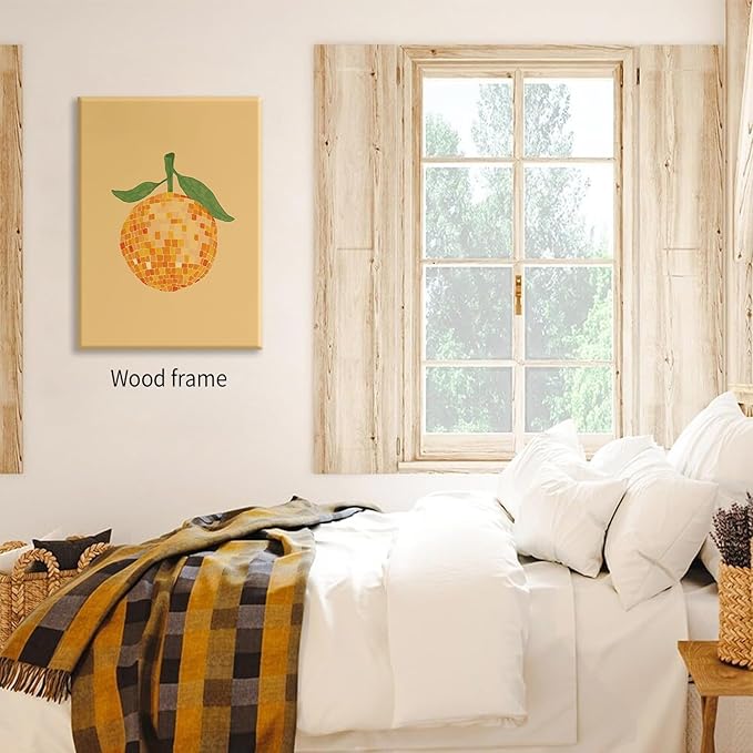 Retro Funky Orange Canvas Wall Art Fashion Disco Ball Aesthetic Posters 24X36 - Image 3