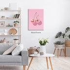 Funky Pink Cherry Poster Retro Disco Ball Canvas Wall Art 08x10 inch Framed - Image 4