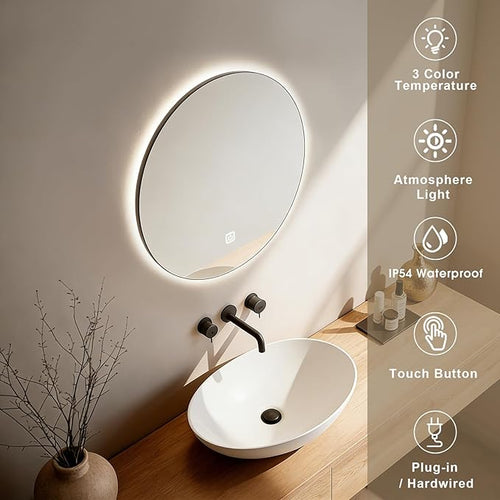 20 Inch Round LED Bathroom Mirror - Image 2