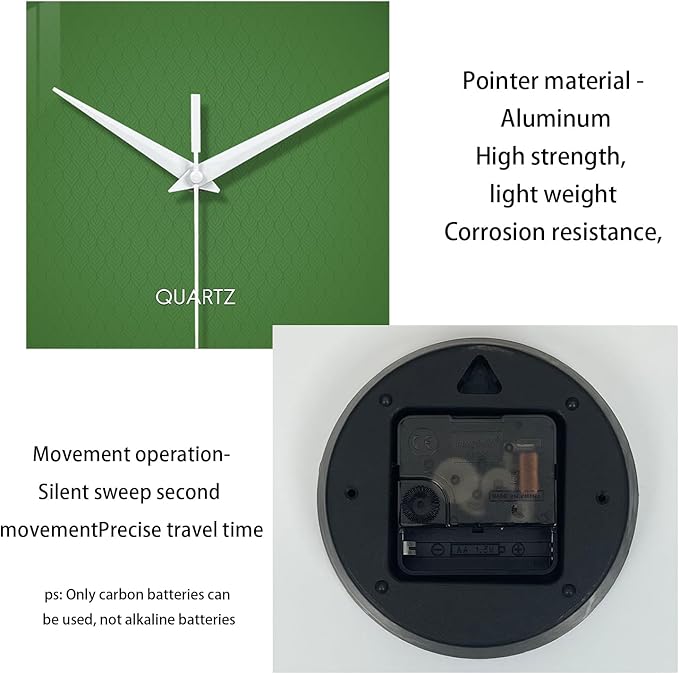 XFM Large Green Wall Clock 16 Inch Simple Wall Clock s Battery Operated Modern - Image 8