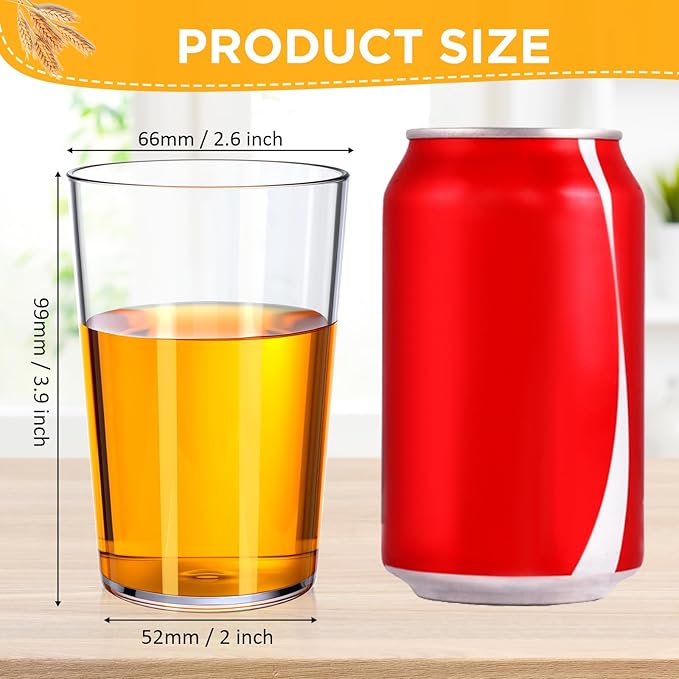 Meanplan Restaurant Grade 8 oz Plastic Cup Break Resistant Drinking Glasses Reusable Clear Cup Stackable Shatterproof Drink Tumblers for Cafe Party Catering Supplies(Clear,48 Pack)