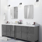 Silver Framed Bathroom Mirror, Brushed Nickel Rounded Corner Rectangle Wall - Image 2
