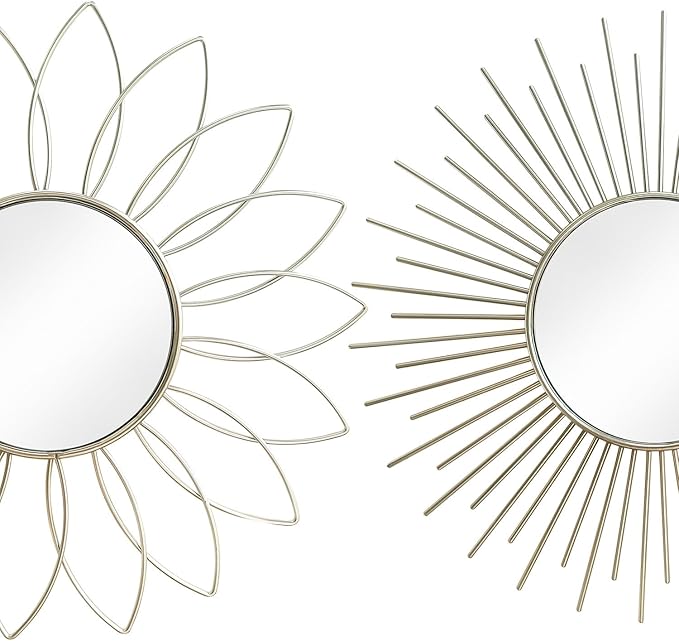 3 Pack Metal Mirrors for Wall Sunburst Wall Mirrors Home Décor Decorative - Image 2