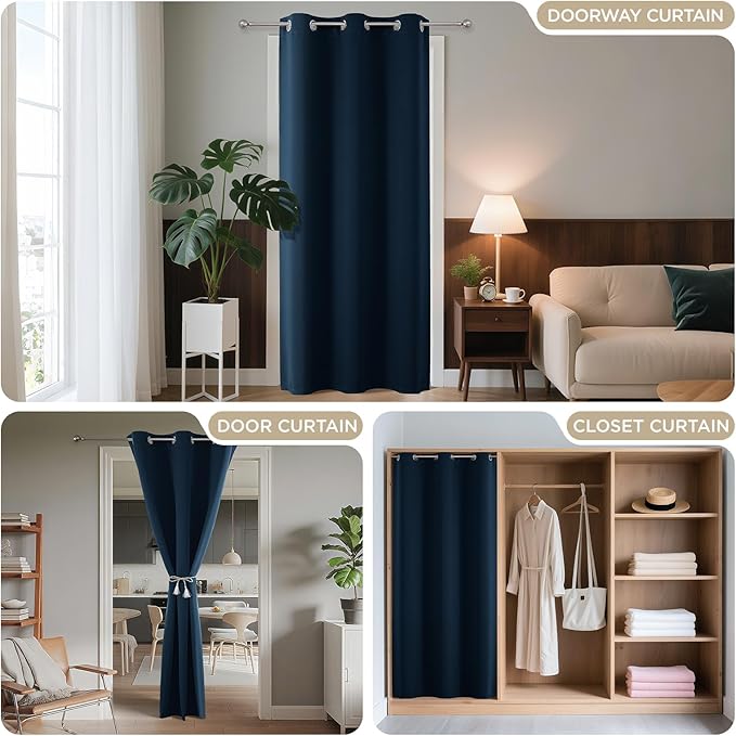 Joydeco Blackout Door Curtain for Doorway Privacy 108 Inches Long, Grommet - Image 4