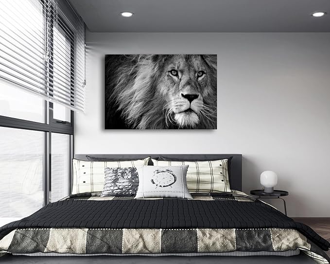 Baisuart Canvas Prints Wall Art Grey lion Stretched Canvas Wooden Framed - Image 6