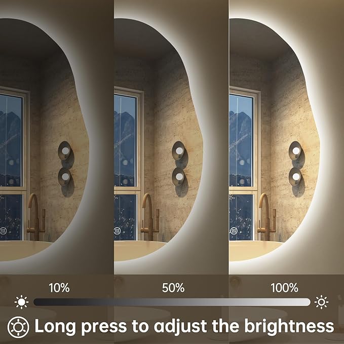 LOVESPEJO Irregular Backlit Mirror Bathroom 24x32 Inch, Asymmetrical LED - Image 6