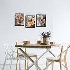 iKNOW FOTO 3 Piece Orange and Grey Abstract Flower Canvas Wall Art - Image 3