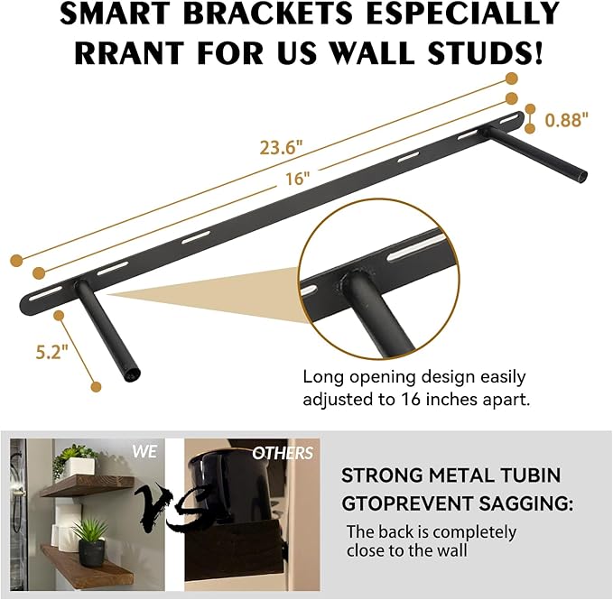 BGMG Wood Floating Shelves for Wall 36 inch Set of 2, Rustic Wooden Wall Mount - Image 3