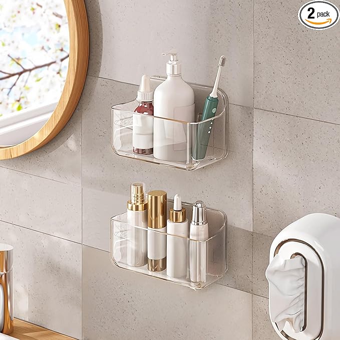 Diesisa 2pc Acrylic Wall Mount Organizer, Small Adhesive Clear Cabinet Door by Home