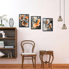 iKNOW FOTO 3 Piece Orange and Grey Abstract Flower Canvas Wall Art - Image 4