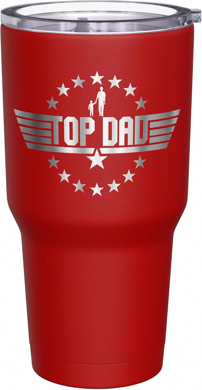 We The People Holsters - Top Dad - Coffee Tumbler - American Flag Coffee Travel Mug - Engraved Tumbler - Double Insulated Tumbler - 30 oz