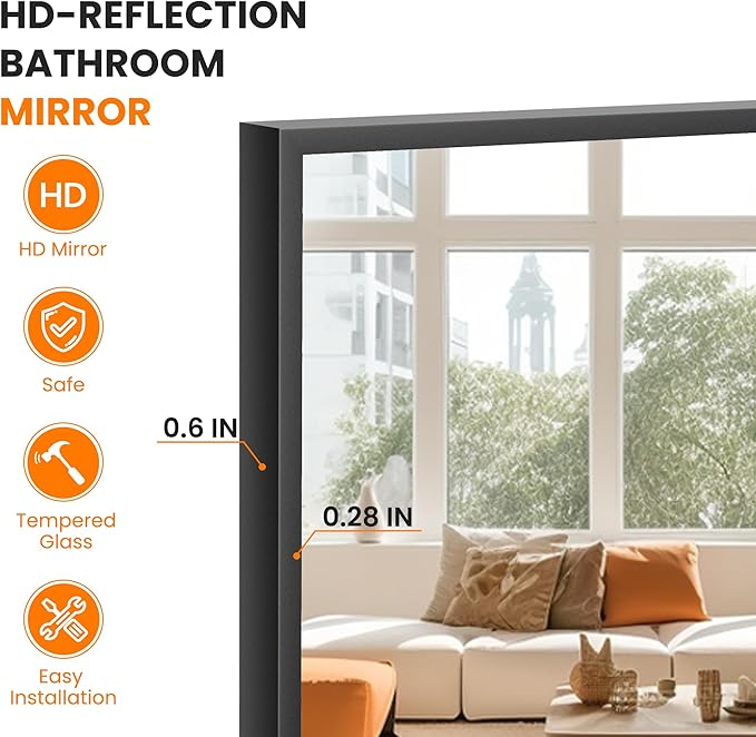 TRAHOME Bathroom Vanity Mirror for Wall, 2 Pack 36" x 24" Metal Framed - Image 3