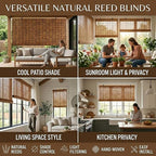 Bamboo Blinds for Patio, Outdoor Bamboo Roll up Shades, Waterproof Cordless - Image 4