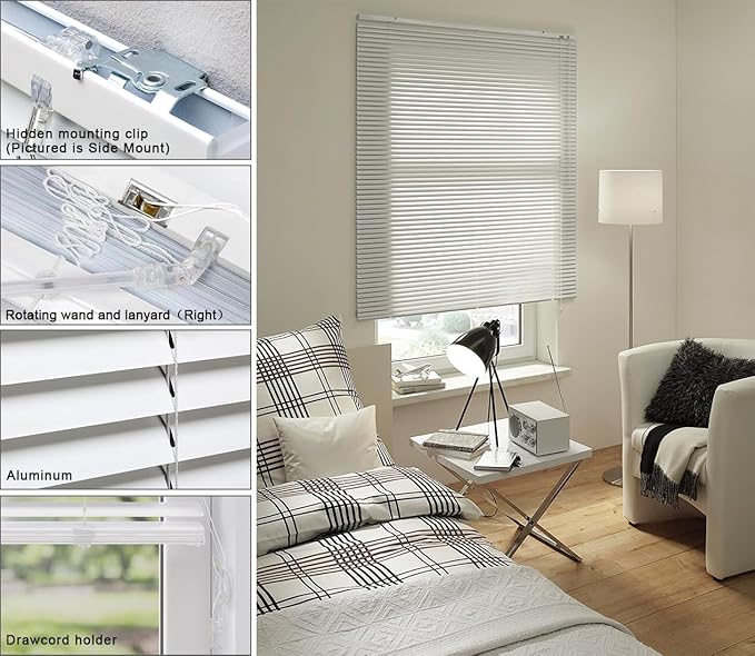 YIIBAII Mini Blinds Suitable for 26" W x 64" H Windows 1" Aluminum Horizontal - Image 4
