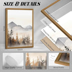 Neutral Mountain Wall Art Decor Set of 3 Forest Canvas Wall Art Poster - Image 2