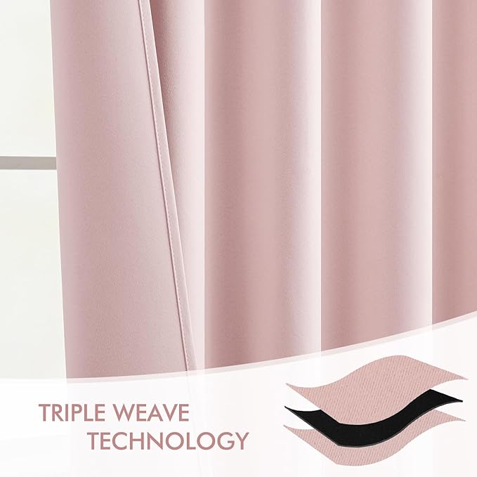 MIULEE Baby Pink Back Tab Blackout Curtains 108 Inch Long 2 Panels Set - Image 7