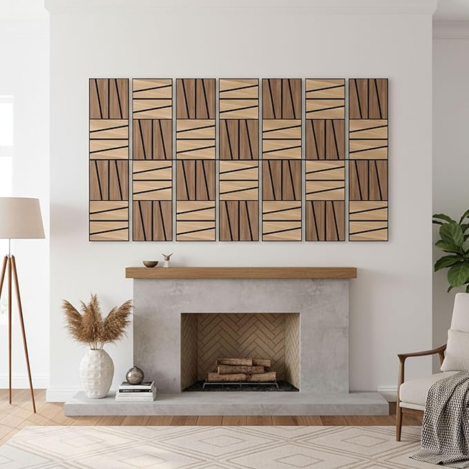 WoveN SounD Artisan Acoustic Wall Panels, 16 Pack 12x12 Inch, PVC Wood Grain - Image 7