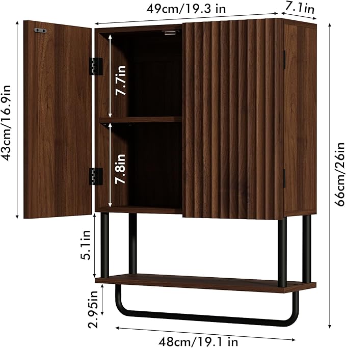 RUSTOWN Fluted Bathroom Wall Cabinet - Image 3
