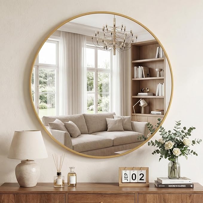 DUMOS 20 Inch Round Wall Mirror, Bathroom Mirror by DumosLifestyle