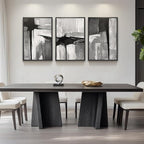 Large Framed Black and White Gray Abstract Wall Art, 3 Piece Modern Canvas - Image 8