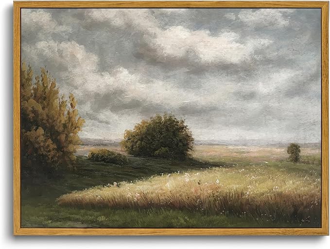 OIQArtOIQ Vintage Landscape Canvas Wall Art Framed Natural Scenery Painting by OIQArtOIQ