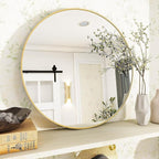 VooBang Gold Round Bathroom Mirror, 24 inch Circle Wall Mounted Hanging Mirror - Image 4