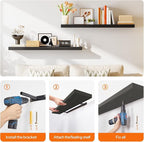 HOOBRO Floating Shelves for Wall, Wall Mounted Shelf Set of 2, 47.2" Hanging - Image 8