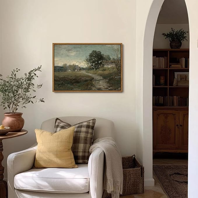 OIQArtOIQ Framed Vintage Landscape Wall Art French Country Cottage Natural - Image 2