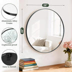 Round Wall Mirror 20 Inch Black Vanity Mirror - Image 2