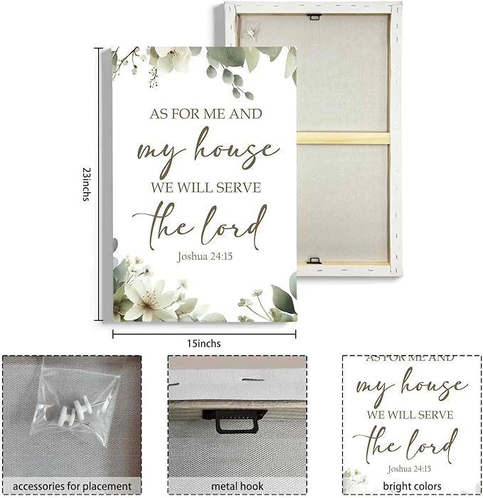 HIWX Christian Wall Decor, as for Me and My House Bible Verses Sage Green - Image 8