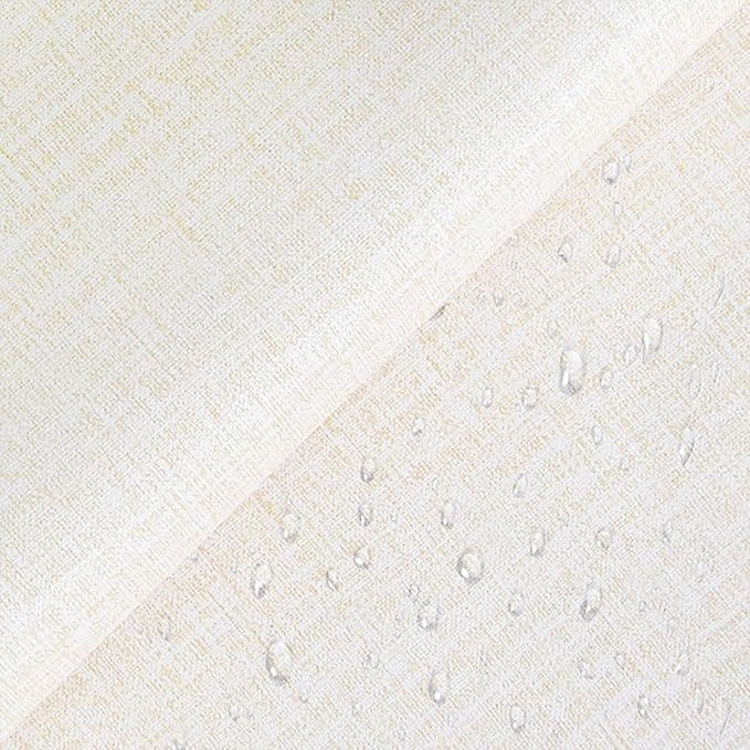Yancorp 24"x120" Textured Fabric Cream Faux Grasscloth Peel and Stick Wallpaper - Image 2