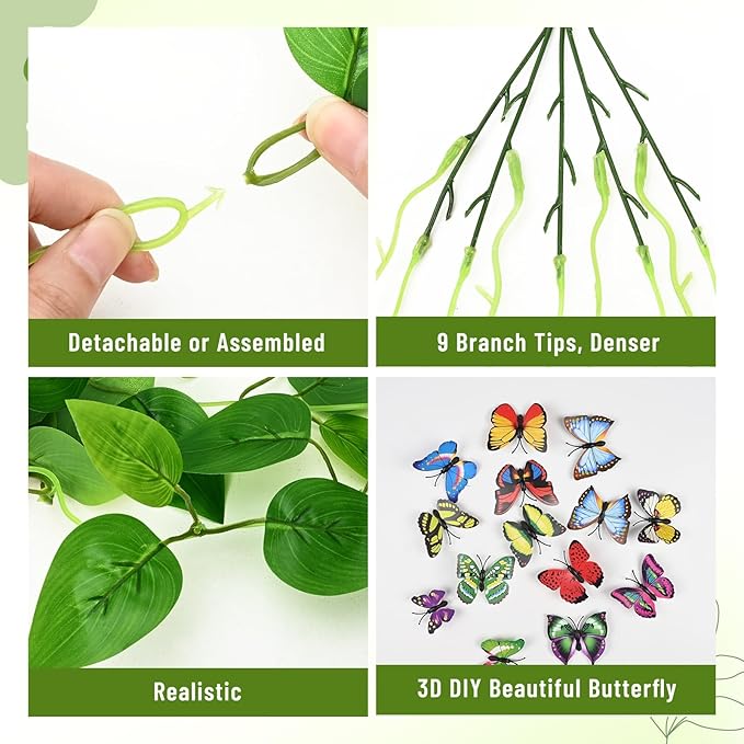 BLEUM CADE 4Pcs Fake Hanging Plants, 9 Branch Artificial Hanging Plant - Image 4