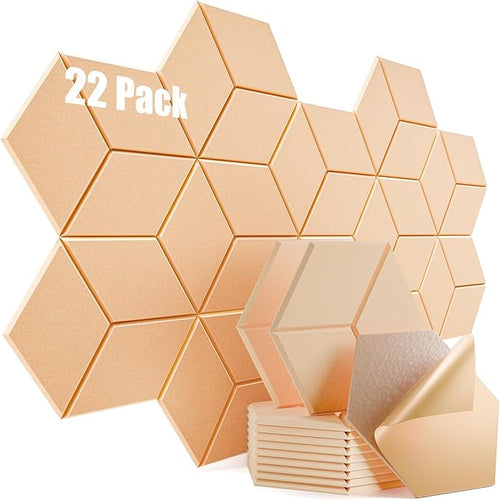22 Pack Self-Adhesive Acoustic Panels 12" X 10" X 0.4" by Dailycooper