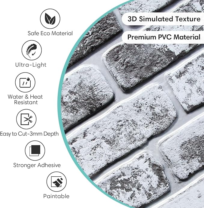 Commomy 3D Peel and Stick Brick Tiles - Image 4