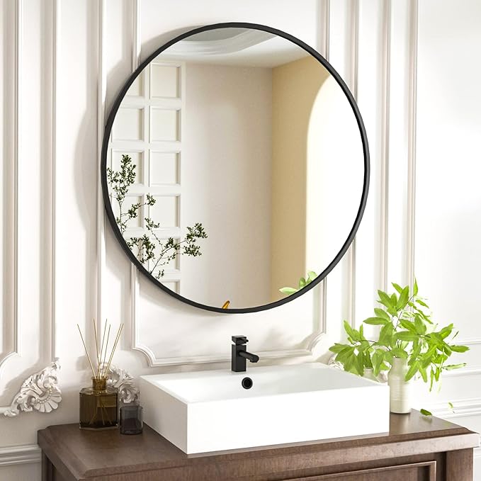 HARRITPURE Round Mirror 15.7" Black Wall Mounted Circle Mirror - Image 2