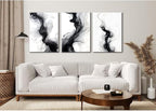 Black White Abstract Wall Art Decor Set of 3 Modern Wall Art Minimalist Canvas - Image 4