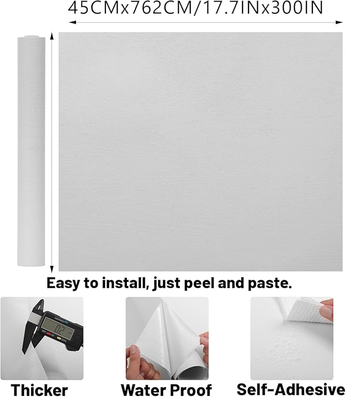 Peel and Stick Wallpaper White Wood Wall Paper - Image 2
