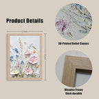 Framed 3D Floral Texture Canvas Wall Art Relief Textured Floral Oil Painting - Image 2