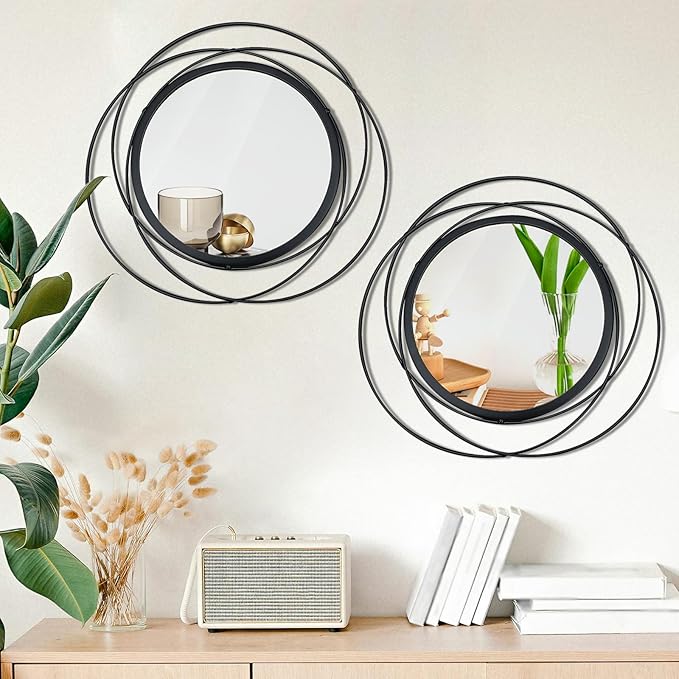 2 Set. Circle Mirrors for Wall Decor for Living Room Bedroom Bathroom Entryway - Image 2