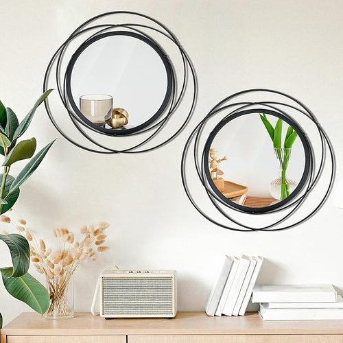 2 Set. Circle Mirrors for Wall Decor for Living Room Bedroom Bathroom Entryway - Image 2