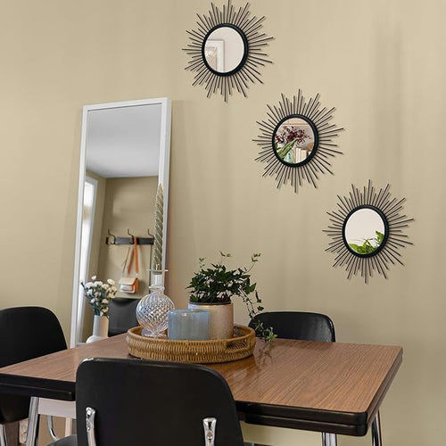 3 Set Black Mirrors for Wall Decor Metal Mirrors Small Mirror Sets Hanging - Image 2