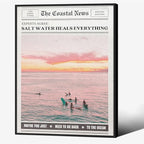 Pink Beach Newspaper Posters Vintage Fashion Coastal Girl Surf Wall Art 12X16 by Unknown