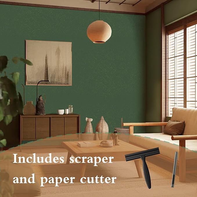 Abyssaly Green Wallpaper Peel and Stick 15.7" x 393.7" Silk Embossed Green - Image 2