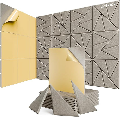 22 Pack Acoustic Panels with Self-Adhesive, Sound Panels High Density, by ROOME