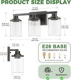 DORESshop 20 Inch Bathroom Light Fixtures, 3-Light Black - Image 5