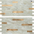 AULIGET 20 Sheets Faux Stone Peel and Stick Backsplash, Light Brown Marble Look by AULIGET