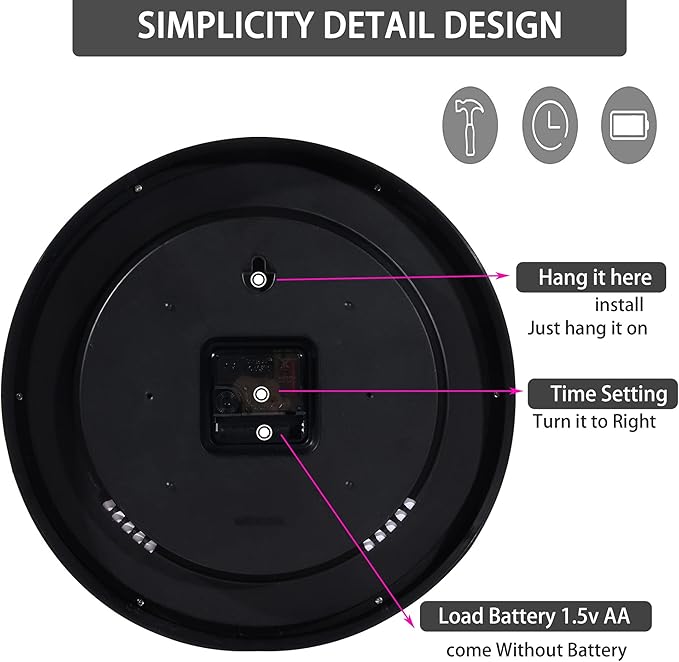OceeK 12 Inch Wall Clock, Modern Wall Clocks Battery Operated, Silent - Image 7
